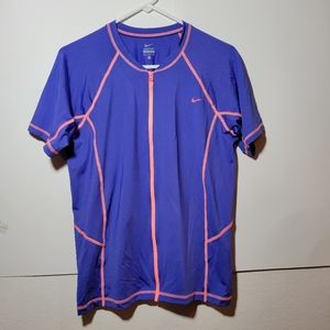 Womens Nike Cycling shirt size Xl Zip front Blue and orange